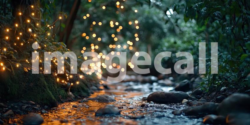 A Path of Enchantment: A Magical Forest Illuminated with a Dazzling Display of Purple and Pink Lights