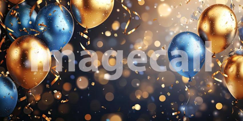 A Celebration in the Air: Colorful Balloons and Confetti Rain Down, Creating a Festive Atmosphere