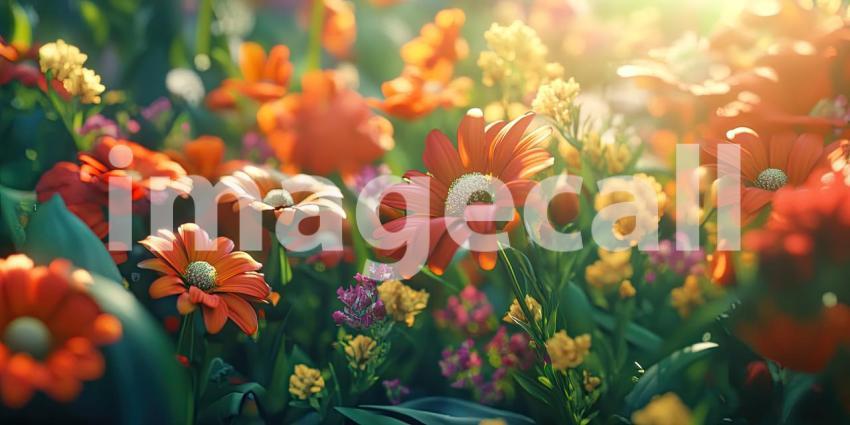 A Coral Dahlia Blooms in the Warm Glow of Sunset