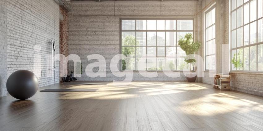 Airy Loft Studio Space with Exposed Brick Walls and Large Windows