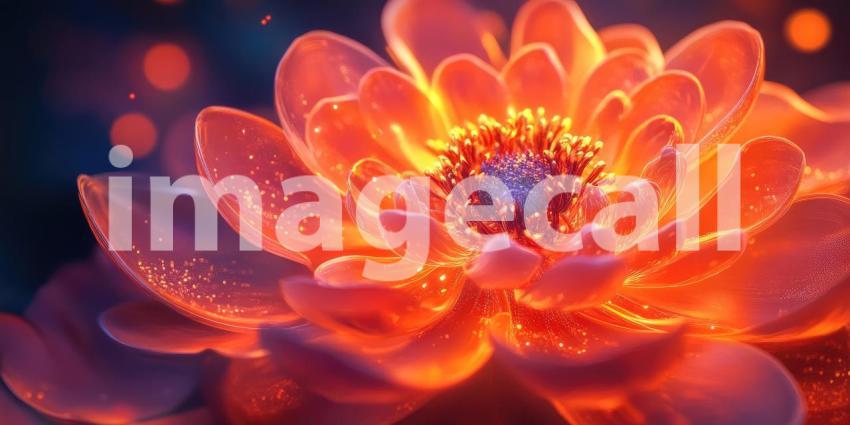 A Coral Dahlia Blooms in the Warm Glow of Sunset