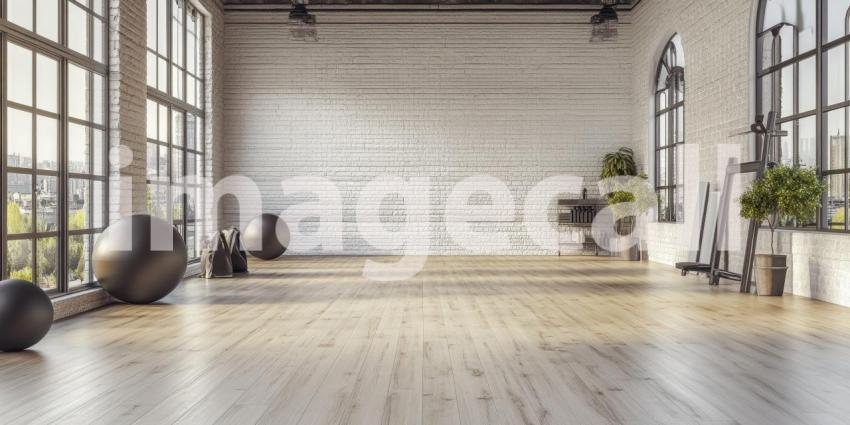 Airy Loft Studio Space with Exposed Brick Walls and Large Windows