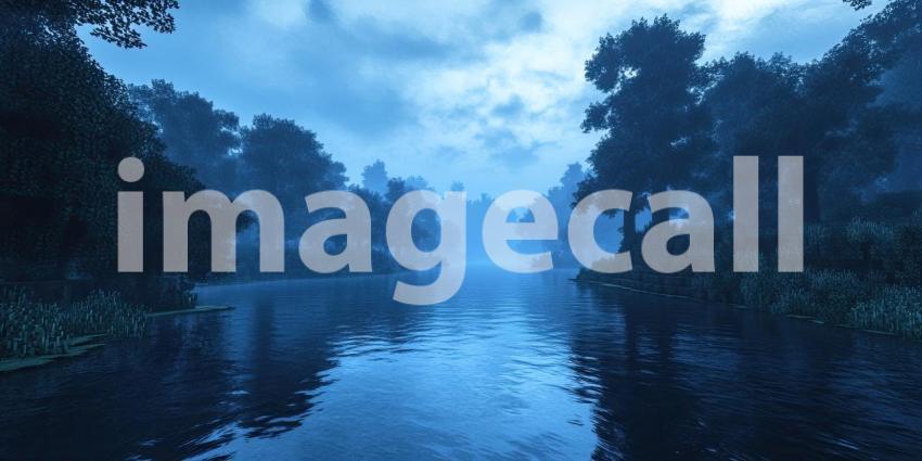 A Misty Enchantment: A River Winds Through a Verdant Valley, Mist Cloaking the Mountains in an Air of Mystery