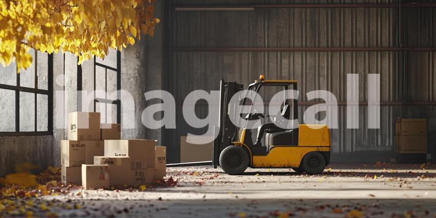 A Day's Work: A Forklift Driver Navigates Through a Maze of Shipping Containers in a Busy Warehouse