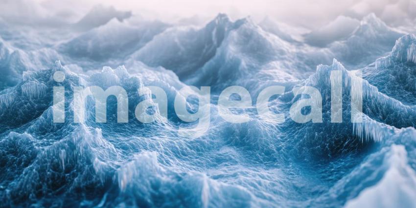 A River Winds Through a Valley of Snow-Capped Mountains Bathed in a Dreamy Pink Light