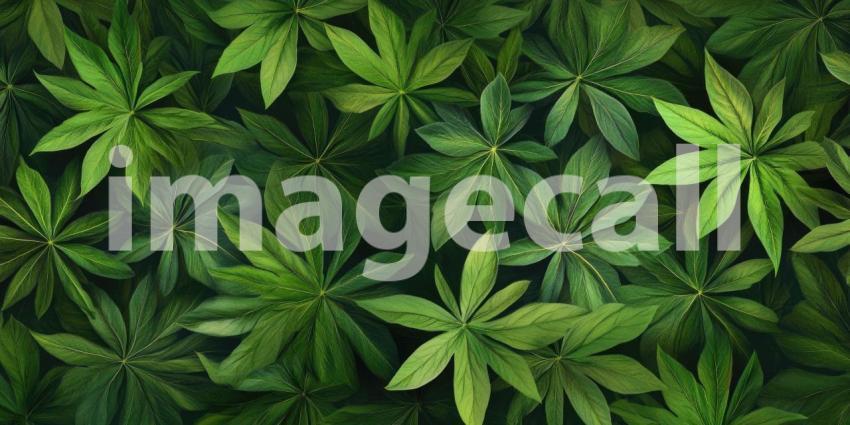 A Verdant Tapestry: A Lush Blanket of Green Leaves Bathed in Sunlight