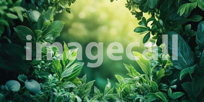 A Verdant Oasis: Sunlight Dapples Through Lush Foliage, Casting Shadows on a Serene Wall