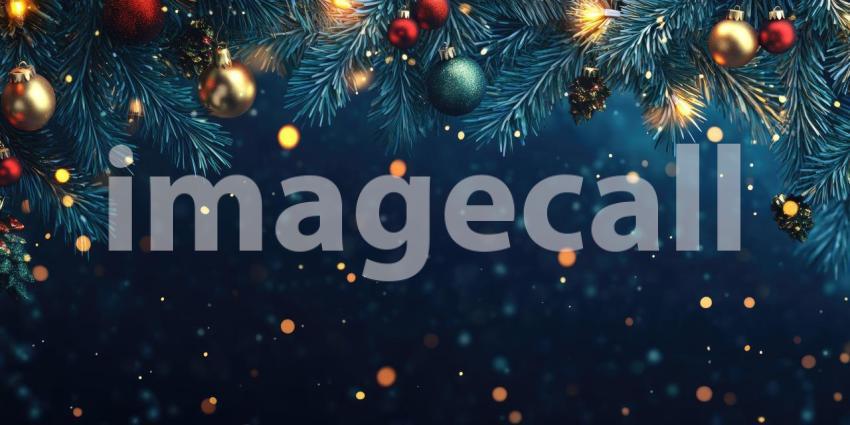 A Winter Wonderland: Festive Christmas Ornaments and Twinkling Lights Against a Night Sky