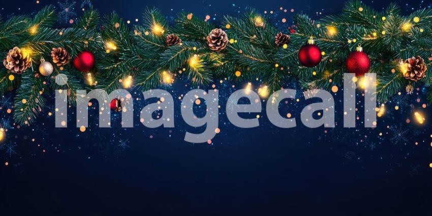 A Winter Wonderland: Festive Christmas Ornaments and Twinkling Lights Against a Night Sky