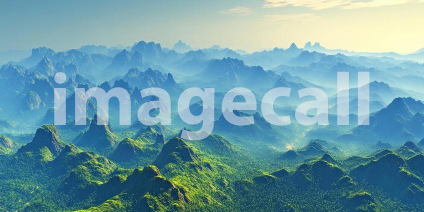 A Sea of Clouds: A Breathtaking View of a Mountain Range Swathed in Mist