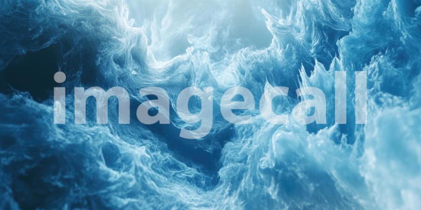 A Frozen Abyss: A Deep, Blue Abyss of Icy Tendrils and Churning Currents