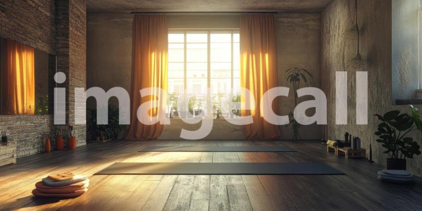 Glow Up Your Practice: A Vibrant Yoga Studio Bathed in Warm Sunset Hues
