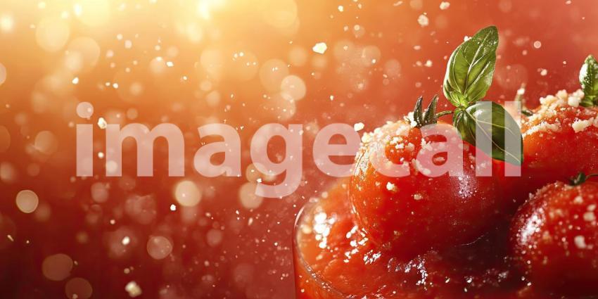 Sunlight Drenched Cherry Tomatoes with Fresh Basil and a Sprinkle of Parmesan Cheese on a Rustic Wooden Platter, Capturing the Essence of Summer Freshness and Italian Cuisine