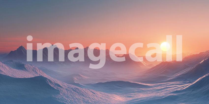 Serene Arctic Landscape Bathed in the Glow of a Vibrant Pink Sunset