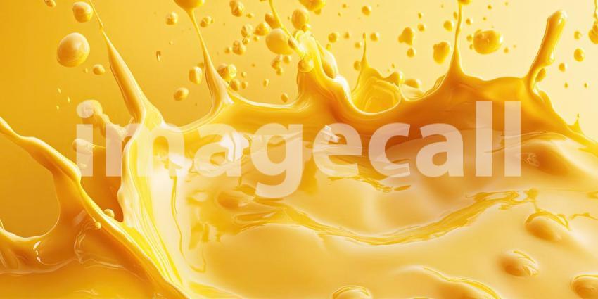 Close-up Macro of Golden Yellow Melted Cheese with Air Bubbles, Dripping and Flowing