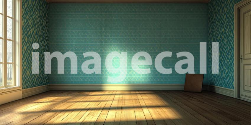 Spacious Empty Room with Beige Walls, Hardwood Floors, and a Large Window Bathed in Warm Sunlight