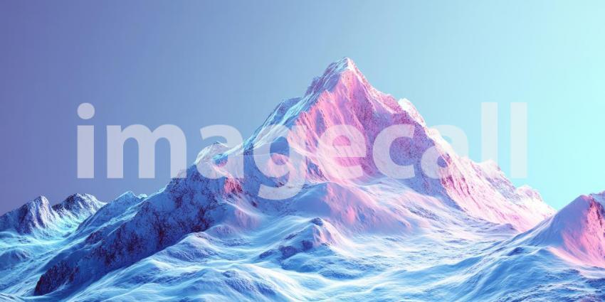 Majestic Snow-Capped Mountain Peak Rising Above a Lush Green Valley Under a Bright Blue Sky