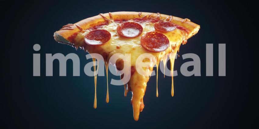 Close-up of a Dripping Pepperoni Pizza Slice with Melted Cheese