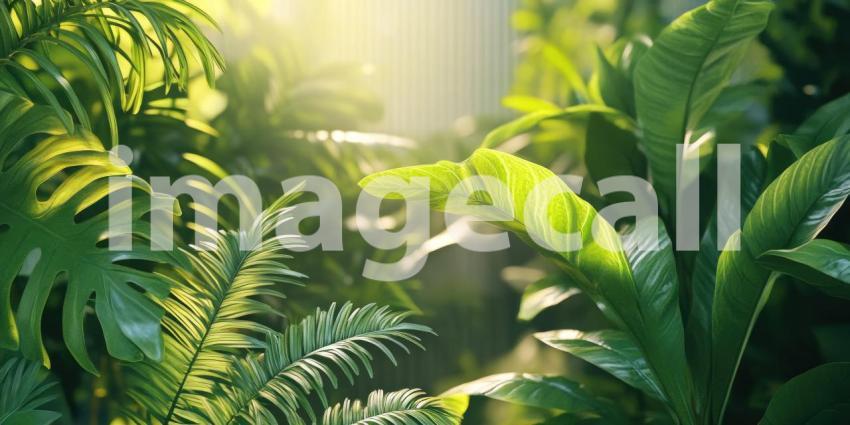 Inviting Poolside Oasis with Lush Tropical Foliage and a Wooden Deck