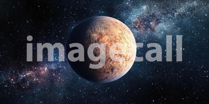 Blood Moon Rising Over a Desolate Alien Landscape, Casting an Eerie Glow on a Rocky Terrain