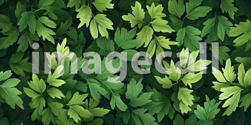 Lush Green Foliage Background with Overlapping Leaves in Various Shades of Green