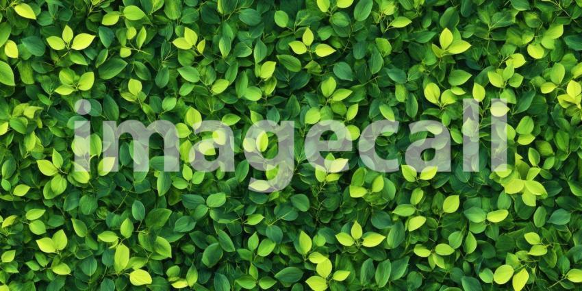 Lush Green Foliage Background with Overlapping Leaves in Various Shades of Green