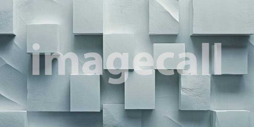 Abstract Composition of Stacked White Cubes, Creating a Geometric and Minimalist Design