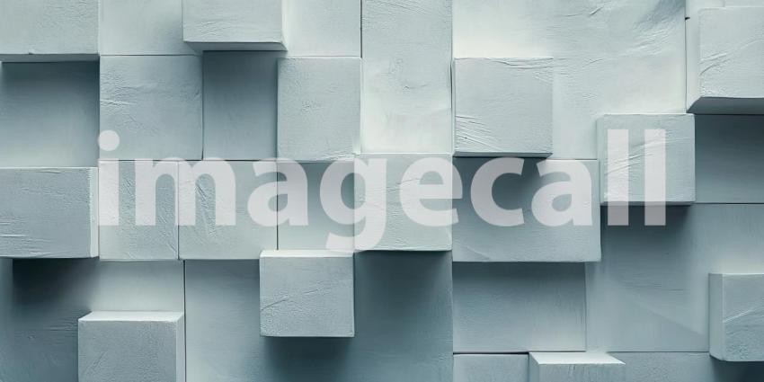 Abstract Composition of Stacked White Cubes, Creating a Geometric and Minimalist Design