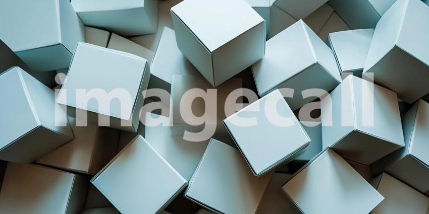 Abstract Composition of Stacked White Cubes, Creating a Geometric and Minimalist Design