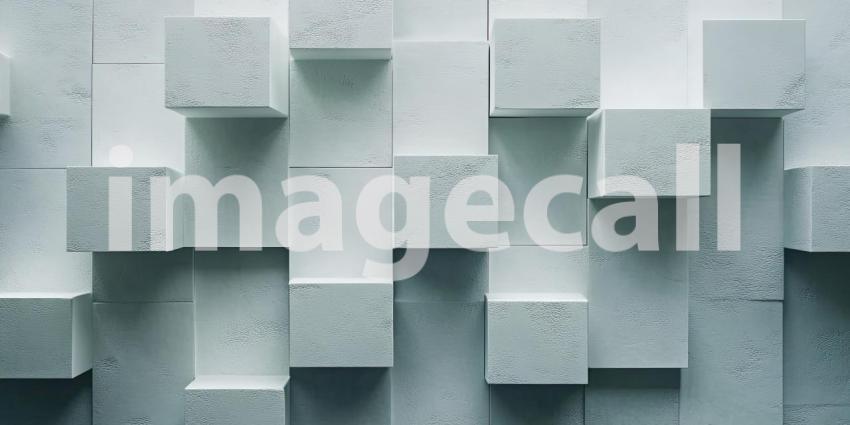Abstract Composition of Stacked White Cubes, Creating a Geometric and Minimalist Design