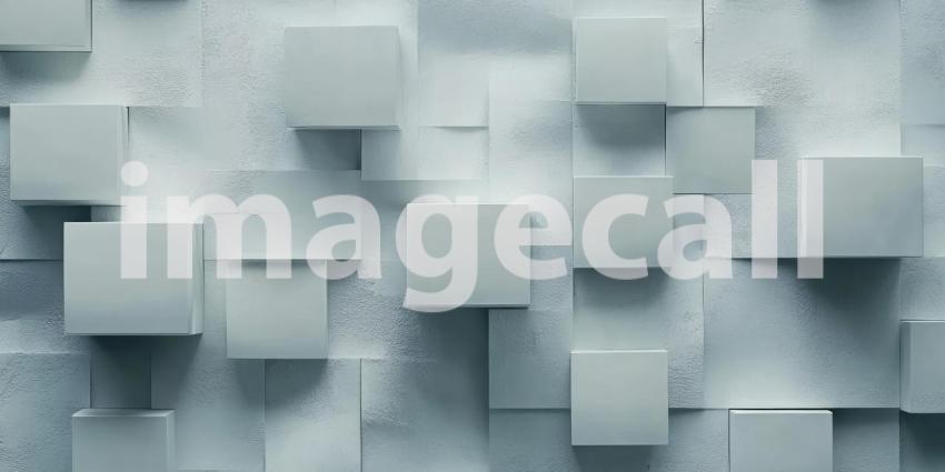 Abstract Composition of Stacked White Cubes, Creating a Geometric and Minimalist Design