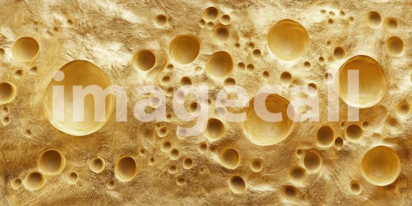 Close-up Macro of a Swiss Cheese Slice, Revealing its Intricate Network of Air Bubbles and Golden Yellow Texture