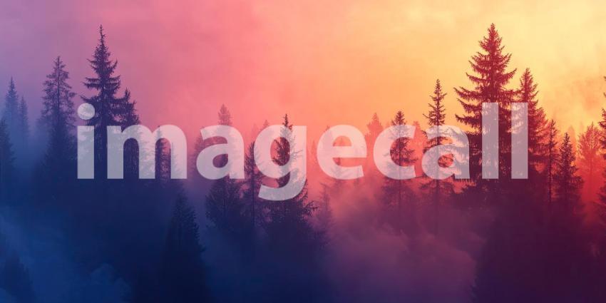 A sunbeam pierces through the morning mist in a tranquil forest, illuminating a winding path through the trees