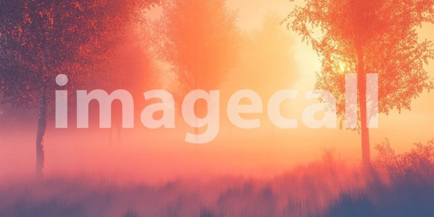 A sunbeam pierces through the morning mist in a tranquil forest, illuminating a winding path through the trees