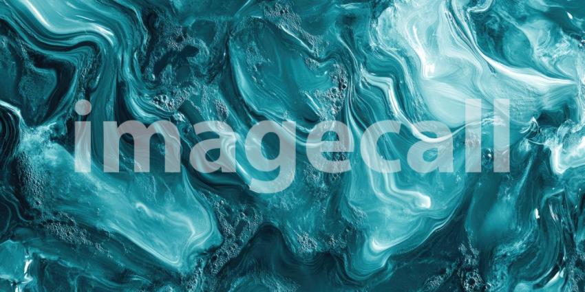 Abstract Fluid Art in Shades of Teal and Turquoise, Evoking the Depth and Movement of the Ocean
