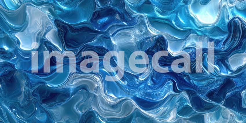 Abstract Fluid Art in Shades of Teal and Turquoise, Evoking the Depth and Movement of the Ocean