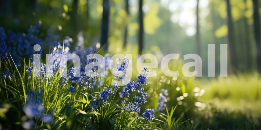 A field of lavender flowers swaying gently in the summer breeze, bathed in warm sunlight