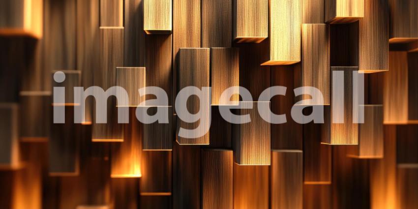 Interlocking Wooden Blocks Create a Textured Abstract Pattern with a Warm, Natural Aesthetic.