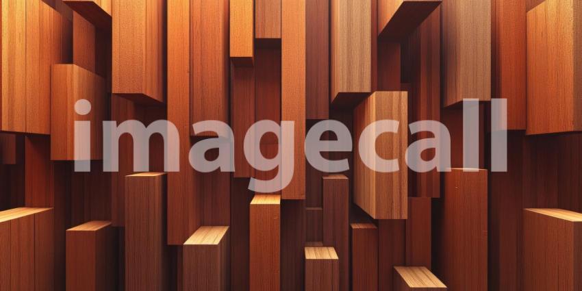 Interlocking Wooden Blocks Create a Textured Abstract Pattern with a Warm, Natural Aesthetic.