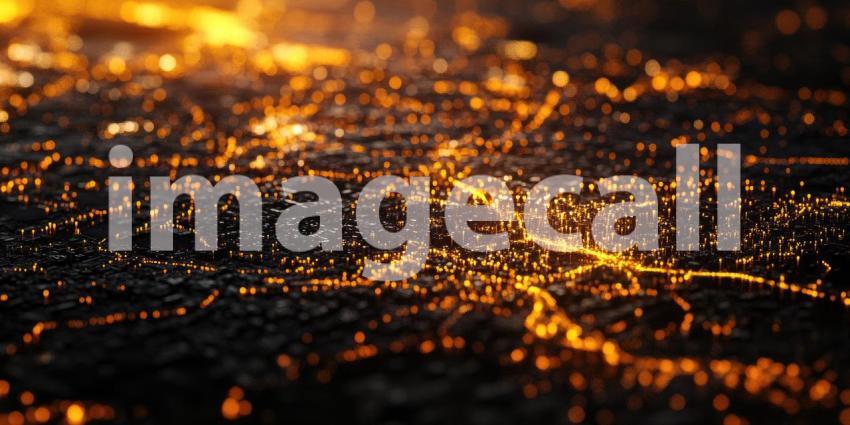 City of Lights: A breathtaking aerial view of a metropolis at night, where a tapestry of twinkling lights illuminates the urban landscape