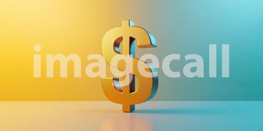 Golden Symbol of Wealth: A gleaming gold dollar sign stands tall, a beacon of prosperity and financial success