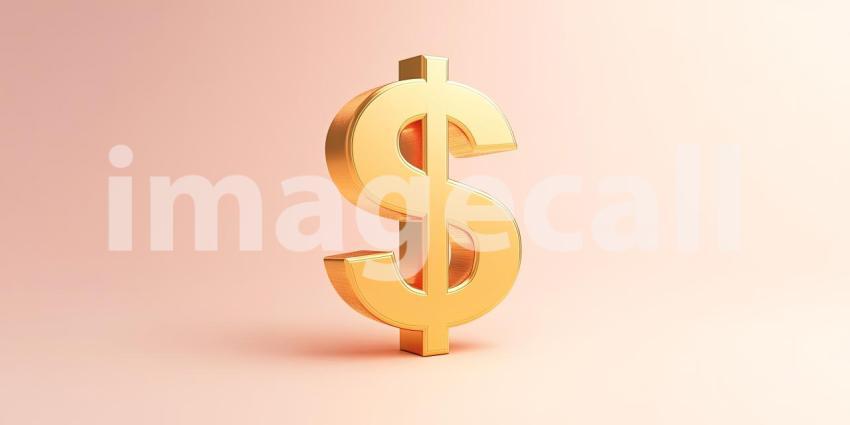 Golden Symbol of Wealth: A gleaming gold dollar sign stands tall, a beacon of prosperity and financial success