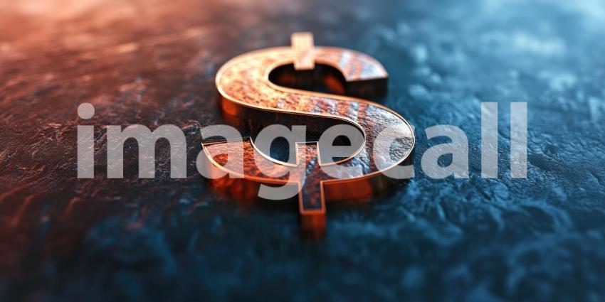 Golden Symbol of Wealth: A gleaming gold dollar sign stands tall, a beacon of prosperity and financial success
