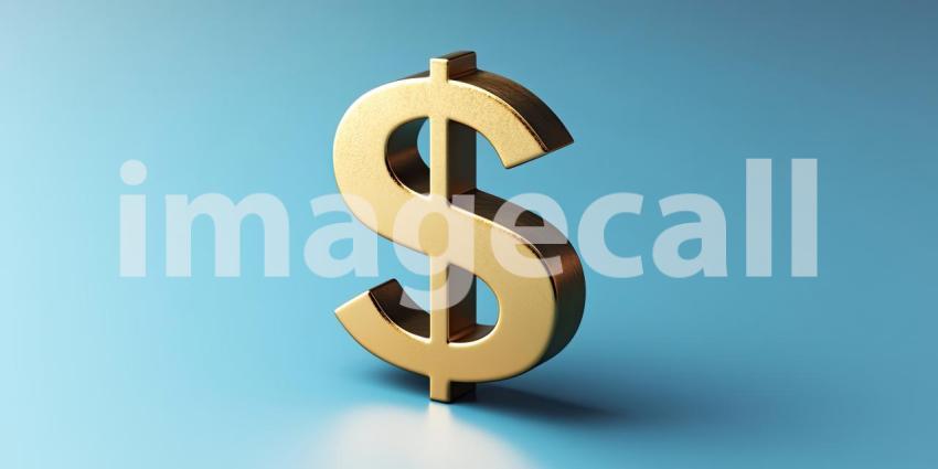 Golden Symbol of Wealth: A gleaming gold dollar sign stands tall, a beacon of prosperity and financial success