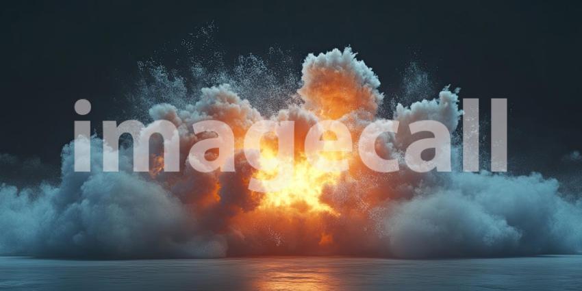 Cosmic Collision: A fiery explosion erupts in a celestial landscape, a testament to the raw power and awe-inspiring beauty of the universe