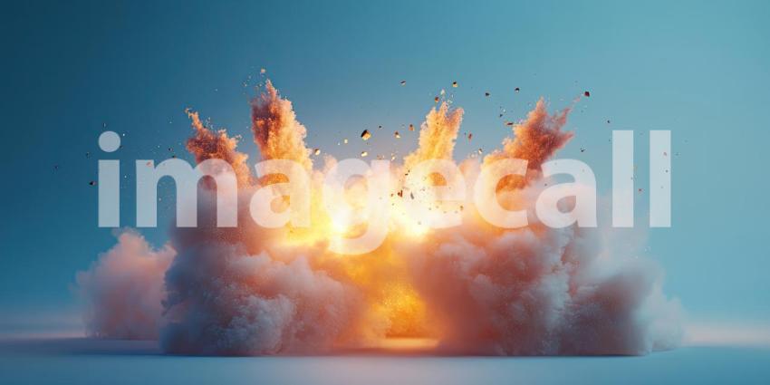 Cosmic Collision: A fiery explosion erupts in a celestial landscape, a testament to the raw power and awe-inspiring beauty of the universe