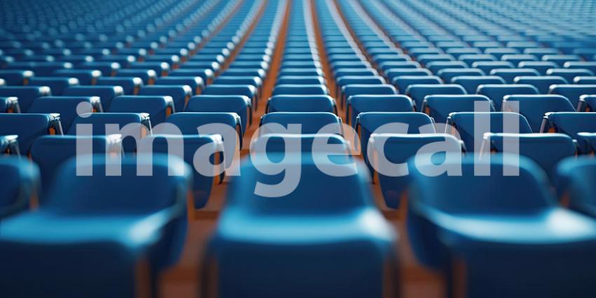 Empty Stands, Endless Possibilities: A vast stadium awaits the roar of the crowd, its rows of seats bathed in the golden light of anticipation