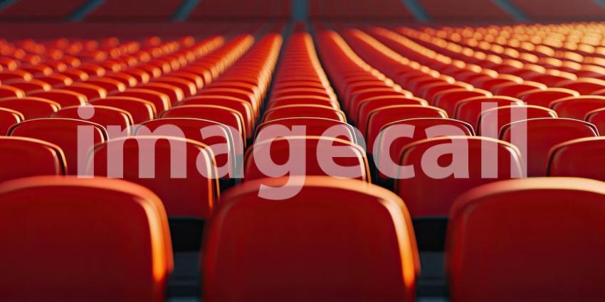 Empty Stands, Endless Possibilities: A vast stadium awaits the roar of the crowd, its rows of seats bathed in the golden light of anticipation