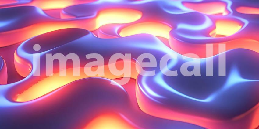 A Fluid Landscape: An abstract world of undulating forms, where vibrant hues of blue and orange create a mesmerizing and otherworldly scene