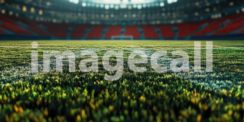Empty Stands, Endless Possibilities: A vast stadium awaits the roar of the crowd, its rows of seats bathed in the golden light of anticipation